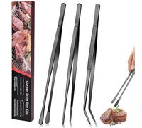 Orssmigs 3 Pz Pinze da Cucina Inox,Pinza da Cucina Professionale Anti Scivolo Pinza Barbecue con Punte Seghettate di Precisione per Cucina, Riparazioni, Frutti di Mare, Barbecue e Placcatura