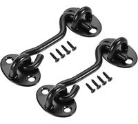 ORTAVA 2 ganci tempesta in acciaio inox, 3 pollici/75 mm, ganci tempesta con occhiello, chiavistello, porta porta, ganci per persiane, porta fienile, cancello da giardino, porta del garage con 8 viti