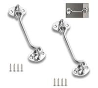 ORTAVA 2 ganci tempesta in acciaio inox, 4 pollici/100 mm, con occhiello, chiavistello, porta porta, ganci per persiane, porta fienile, cancello da giardino, porta del garage con 8 viti (argento)