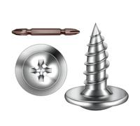 ORTAVA Viti autofilettanti M3 x 10 mm, 50 pezzi, in acciaio inox A2 V2A, testa piatta con disco a croce con trapano, colore argento