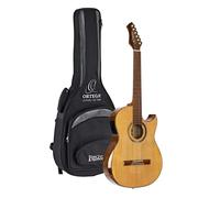 Ortega Ben Woods Signature Guitar Reversed Headstock Nylon 6 Corde + Custodia morbida Ben Woods - Sistema Fishman -Ortega con uscita XLR (FLAMETAL-TWO)