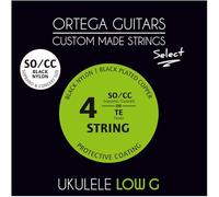 Ortega Custom Made Soprano/Concert Low-G Ukulele Select String Set Nero Nylon Nero Placcato Rame avvolto