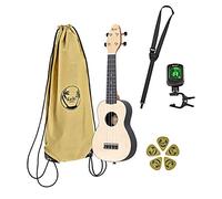 Ortega Guitars Ukulele Soprano acustico - mancino - Keiki K2 - Starter Kit che include Accordatore, Tracolla, 5 Plettri Medium e Borsa con Coulisse - acero (K2-MAP-L)