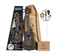 Ortega Guitars Soprano Ukulele arancione - Keiki K2 - Starter Kit include Accordatore, Tracolla, 5 Plettri Medi e Borsa con Coulisse - orange kaleidoscope (K2SS-OKC)