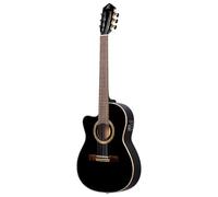 Ortega RCE138-T4BK-L - Chitarra da Concerto per Mancini, con Cutaway, Cassa Thinline (4/4), Custodia e Fascia, Colore: Nero