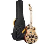 Ortega TourPlayer Thinline Crossover - Chitarra elettrica con corde in nylon, con custodia professionale, design Bermuda (RTPG-LS2)