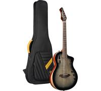 Ortega TourPlayer Thinline Crossover - Chitarra elettrica con corde in nylon, con custodia professionale, motivo acero fiammato (RTPG-LS1)
