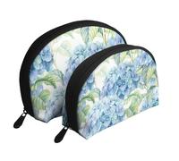 Ortensia acquerello stampato, Borsa per trucco a conchiglia Portamonete da donna Borsa da toilette piccola Borsa per cosmetici 2 pezzi