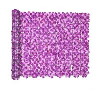 Ortensia artificiale realistica decorazione da giardino con siepe finta verde, pannello per esterni, cortile, decorazione per feste di nozze, fiori in plastica e seta (50 x 300 cm viola)