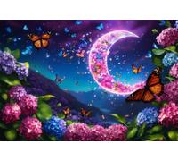 Ortensia Farfalla Luna Puzzle 300 Pezzi 40x28 cm Puzzle Fai da te,Intrattenimento Creativo - Puzzle Per Adulti E Tutta La Famiglie