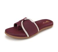 ORTHO JOY Calzature mediche da donna|| Calzature e sandali fantasia per le donne || Pantofole ortopediche da donna fantasia da donna, rosso cupo, 7 UK