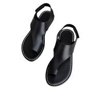 Ortho#pedic Sandali da donna manica pollice tinta unita fondo piatto romano spiaggia estate scarpe per il Regno Unito casual, Nero , 4 UK 3X-Narrow