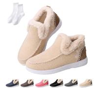 Orthopedic Fleece Slip-On Boots for Women,with Arch Support Winter Booties | Comfortable Non-Slip Ankle Snow Booties,Casual Flat Warm Indoor Outdoor Walking Shoes