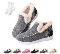 Orthopedic Fleece Slip-On Boots for Women,with Arch Support Winter Booties | Comfortable Non-Slip Ankle Snow Booties,Casual Flat Warm Indoor Outdoor Walking Shoes