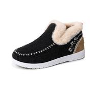 Orthopedic Fleece Slip-On Boots,Women's Warm Plush Lined Non-Slip Flat Shoes Winter Casual Ankle Booties Shoes (Black,32.5)