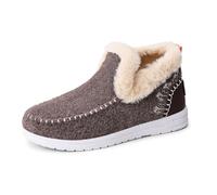 Orthopedic Fleece Slip-On Boots,Women's Warm Plush Lined Non-Slip Flat Shoes Winter Casual Ankle Booties Shoes (Coffee,33)