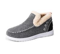 Orthopedic Fleece Slip-On Boots,Women's Warm Plush Lined Non-Slip Flat Shoes Winter Casual Ankle Booties Shoes (Grey,33 1/9)