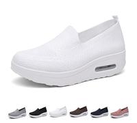 Orthopedic Shoes for Women, Slip On Arch Support Walking Shoes, Cut-out Woven Air Cushion Sneakers, Comfortable Breathable Fashion Leisure Running Shoes(White,36 EU)