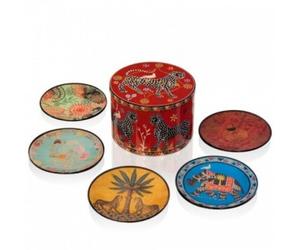 Ortigia - Ortigia Idee Regalo Scatola Di Latta Rossa 5 Piattini Vetro