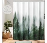ORTIGIA Tende da doccia verde nebbiosa foresta, tenda da doccia naturale, tenda da doccia boschiva, tenda da bagno fantasy con albero magico per bagno, tenda da doccia autunnale, tessuto in poliestere