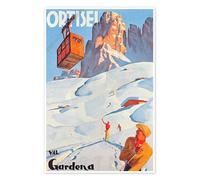 Ortisei - Val Gardena Poster di Vintage Ski Collection 60 x 90 cm Quadri Decorazione per pareti