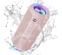 Ortizan X10 Cassa Bluetooth Portatile Cassa Altoparlante Bluetooth 5.3 Waterproof IPX7 Con Luce,Fino a 30h di Autonomia, 3 Effetti Sonori Stereo Hi-Fi Bassi, Vivavoce Microfono-Con AUX, TF(rosa)