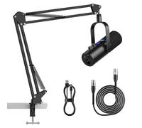 Ortizan Microfono dinamico XLR/USB, microfono per podcast, microfoni a condensatore con pulsante mute, effetti riverbero, cancellazione del rumore, supporto per braccio, jack per cuffie, streaming