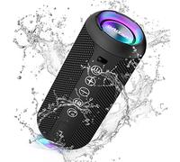 Ortizan X10 Speaker Bluetooth Portatile-Cassa Altoparlante Bluetooth Waterproof IPX7-Con Luce,Fino a 30h di Autonomia,3 Effetti Sonori Stereo Hi-Fi Bassi, Vivavoce Microfono-Con AUX, TF(nero)