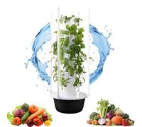 Orto idroponico Verticale con Torre 9 Piani, LED Grow Light e Pompa a Timer, Sis-Tema autoirrigante Pulito e Sicuro, ABS U-V Resistente, Ideale per balconi e cucine(28Holes+LED)
