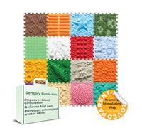 ORTO NATURE Tappetino da gioco puzzle con massaggio sensoriale, 16 pezzi, piastrelle ortopediche ad incastro e tappetini sensoriali testurizzati per bambini e adulti (Joyful Land)
