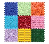 ORTO NATURE Tappetino da gioco puzzle per massaggio sensoriale, 9 pezzi, piastrelle ortopediche ad incastro e tappetini sensoriali testurizzati per bambini e adulti (melodia arcobaleno)