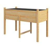 Orto Rialzato con 2 Fori di Drenaggio e Sacca in Tessuto non Tessuto 115x55x80 cm in Legno di Abete Naturale