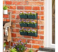 Orto Verticale a 3 Livelli con 6 Vasi in Acciaio e Plastica, 52x14x66cm, Verde Scuro