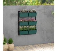 Orto Verticale da Parete a 3 Livelli con 6 Vasi, in Acciaio e Plastica, 52x14x66 cm, Verde