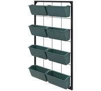 Orto Verticale Da Parete A 4 Livelli Con 8 Vasi, In Acciaio E Plastica, 52x14x90 Cm, Verde Scuro E Nero