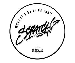 Ortofon Slipmat Scratch - Feltro per giradischi e vinile "What is a DJ if he can't SCRATCH", Bianco