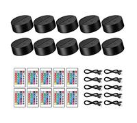 Orton Confezione da 10 lampade a LED notturne 3D + telecomando + cavo USB, 16 colori di luce per esposizione in acrilico nero