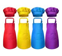 Orton Set di grembiule e cappello da chef per bambini, 8 pezzi, regolabile, con grembiule da cucina a 2 tasche