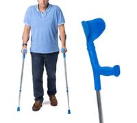 Ortones - Stampelle regolabili in alluminio per adulti, confezione da 2 pezzi, blu, albero e gomito a doppia regolazione, ghiere antiscivolo, regolabili con pratica clip, prodotte in Spagna