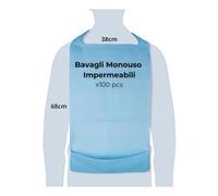 Ortopal - Bavaglini Impermeabili Usa e Getta - XXL 38×68 cm con Tasca Raccogli-Cibo, Doppio Strato Resistente in Polietilene, Facili da Indossare per Anziani, Allettati e Adulti - 100 Pezzi