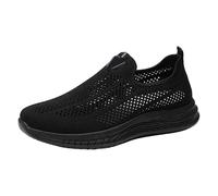 Ortopedia Mesh Scarpe da passeggio per gli uomini Traspirante Uomo Panno Estate Antiscivolo Usura Tempo Libero Confortevole Un Piede Staffetta Tela Scarpe Casual, Nero , 38 2/3 EU