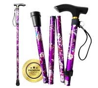 OrtoPrime Bastone Pieghevole per Anziani - Bastone per Anziani Alluminio - Altezza Regolabile - Bastone da Passeggio per Anziani Donna Piegh. - Fiori.