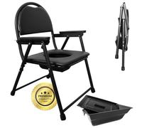 OrtoPrime Sedia Comoda WC Pieghevole - WC Portatile per Anziani con Vaso per Disabili - Sedia Bagno Anziani e Disabili - Sedia WC con Inodoro Rimovibile - Sedia WC Comoda e Sicura per Maggiore