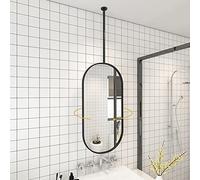 ORULA Specchi da parete per bagno, specchio ovale da bagno, specchio sospeso con cornice in metallo, moderno specchio nordico verticale o orizzontale da appendere (50,8 x 69,8 x 59,9 cm, nero)
