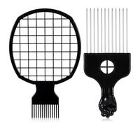 Oruola 2 plettri afro da uomo, pettine in metallo per parrucche e trecce, per uomini neri, pettine afro per donne e uomini, districante per capelli ricci, styling e sollevamento