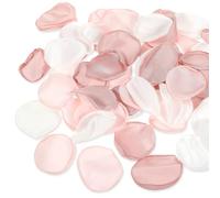 Oruola 200 petali di fiori per damigelle, petali di rosa per matrimoni, petali di rosa in seta rosa e petali di fiori bianchi, per matrimoni, addio al nubilato, decorazione per corridoio, cena, tavola