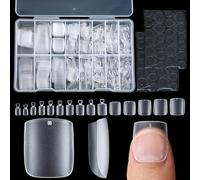Oruola 300 unghie artificiali, autoadesive, per unghie dei piedi, per allungare le unghie, punte in gel morbido, punte per unghie corte, da incollare, copertura completa, 15 misure per lo studio delle