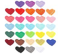 Oruola 62 Pezzi Toppe Termoadesive a Forma di Cuore, Simpatiche Toppe Termoadesive a Forma di Cuore, Colorate Termoadesive per Abbigliamento,Giacche,Zaini,Riparazione e Decorazione