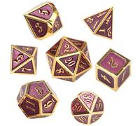 ORUZA Set di 7 dadi DND in metallo viola poliedrico set di dadi D&D per dungeon e dragoni RPG MTG TTRPG Pathfinder giochi di ruolo da tavolo