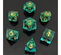 ORUZA Set di 7 dadi Dragon Eye DND con nucleo liquido D&D in resina, bordo affilato, poliedrici, per giochi di ruolo Dungeons and Dragons, D20, D12, D10, D8, D6, D4 D%